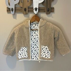Vintage Tan/Floral Teddy Reversible Kids Zip Up Jacket